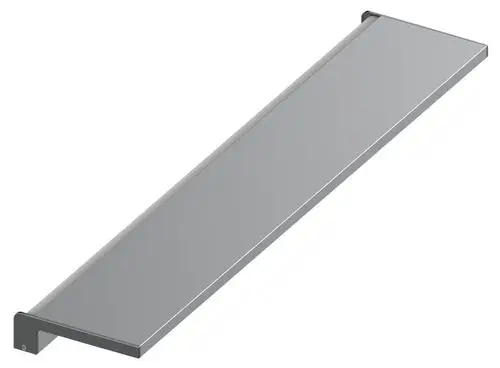 Keuco Aufsatzleuchte in silber/chrom mit flacher, länglicher Form, montiert mit seitlicher Halterung, für die Beleuchtung in Wohn- oder Geschäftsräumen.